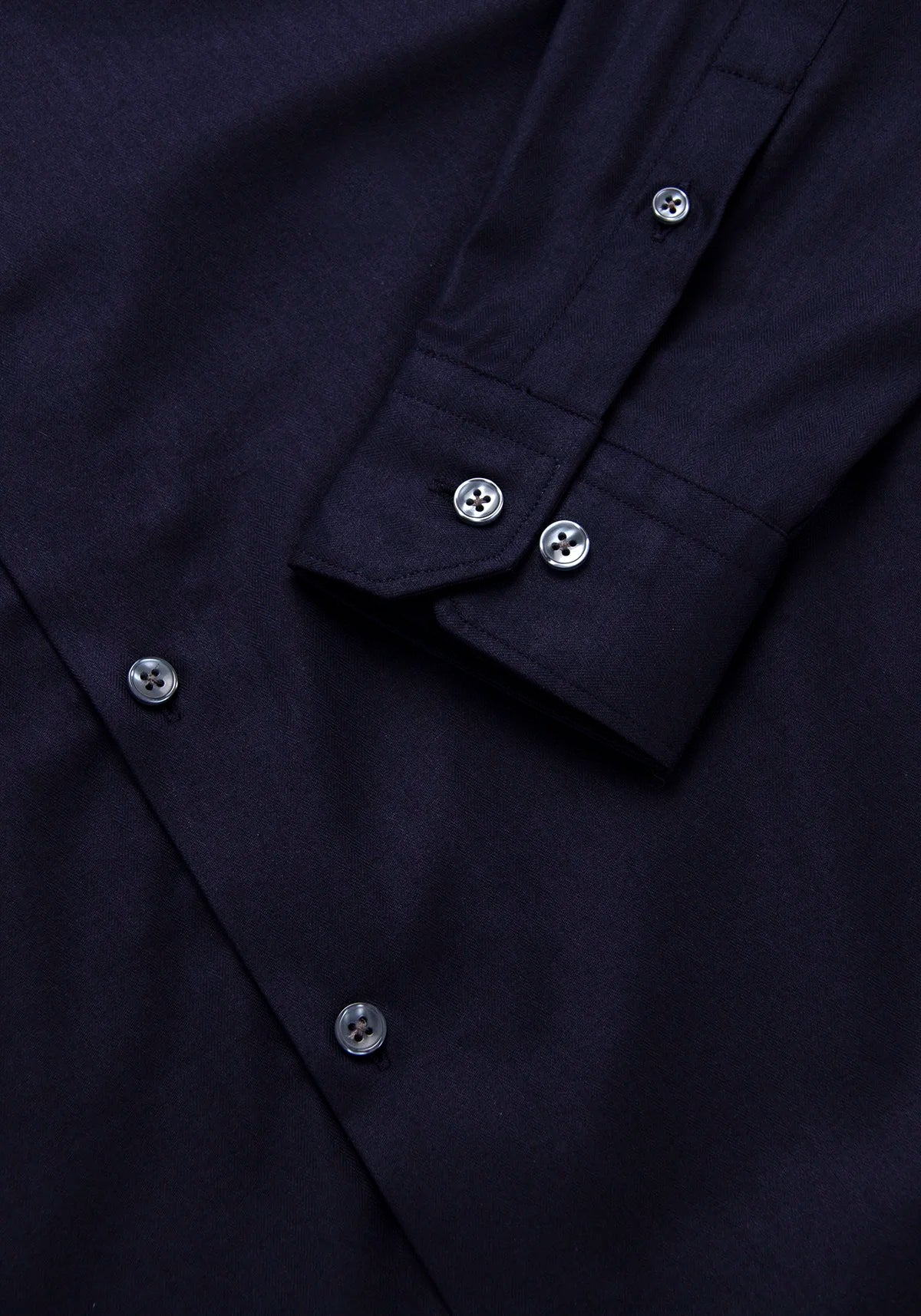 Camisa Dobby Espina de Pescado Algodón Azul Oscuro